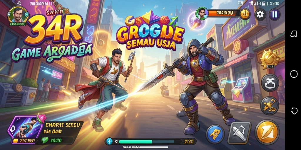 Tampilan gameplay seru dan penuh aksi di 34R.