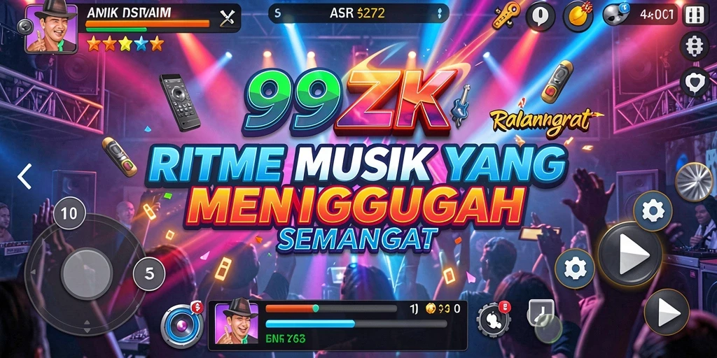Screenshot gameplay 99ZK menunjukkan pengalaman musik yang menantang dan interaktif.