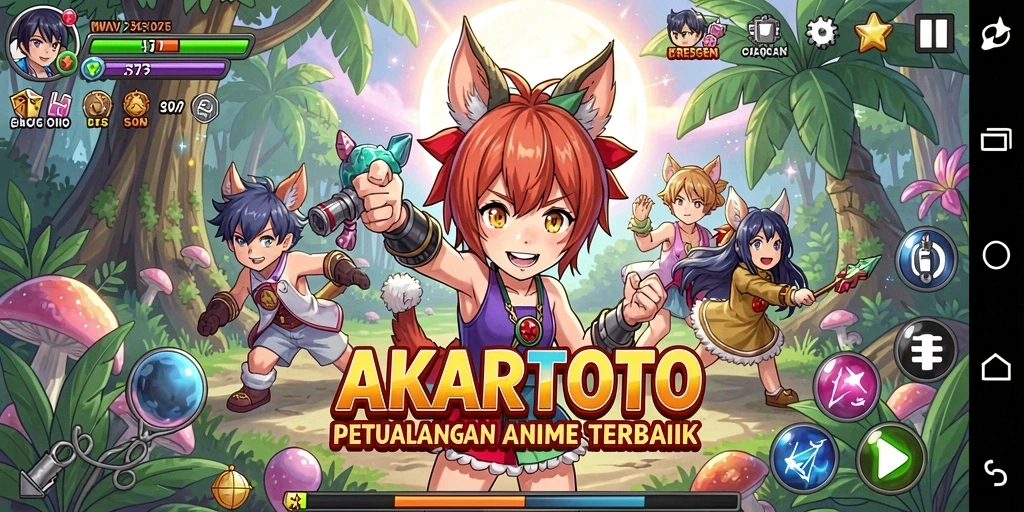 Tampilan gameplay AKARTOTO yang seru dengan karakter Anime ikonik.