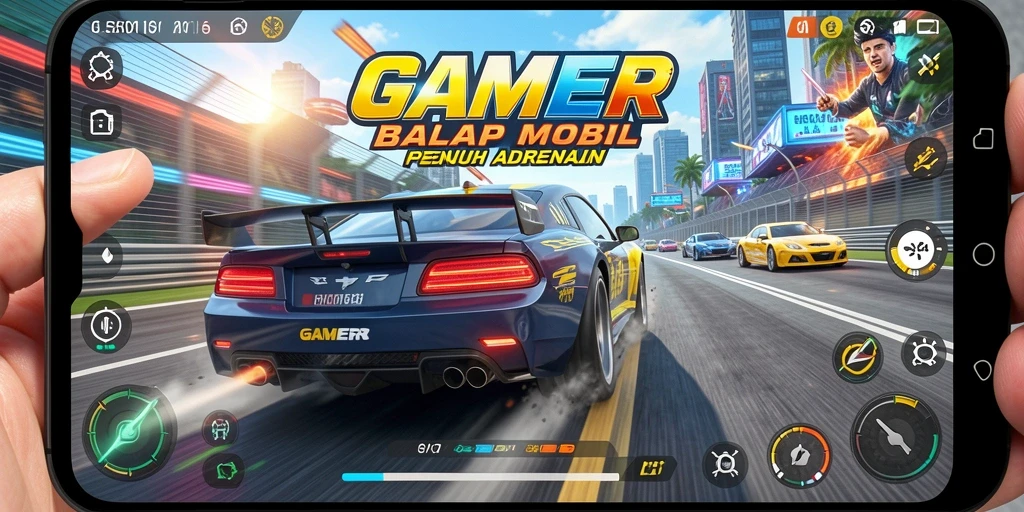 Tampilan seru dari gameplay balap di GAMERP.