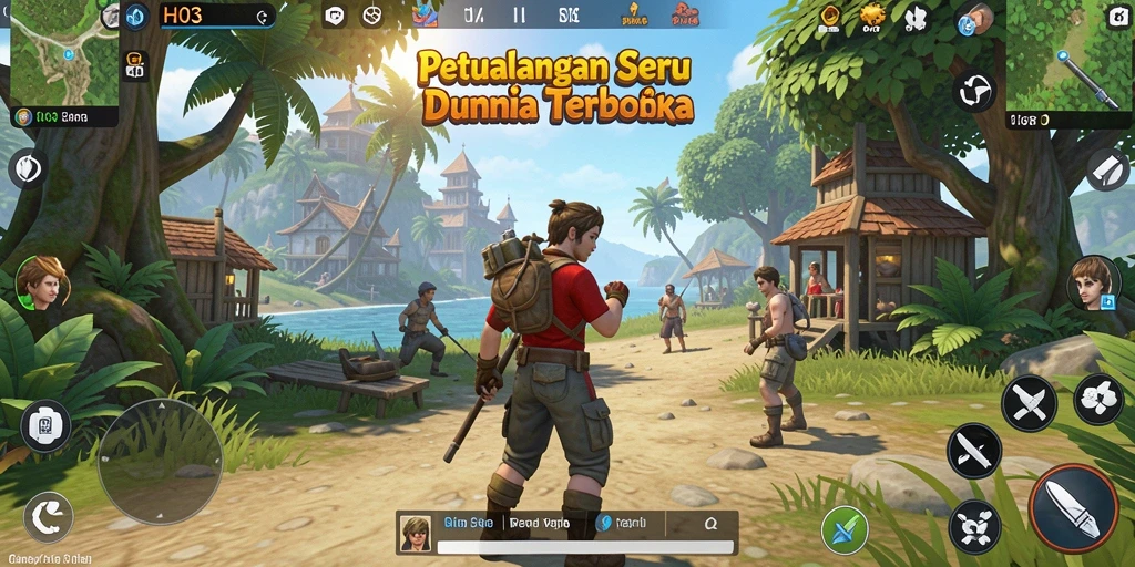 Screenshot H03 menampilkan aksi seru dalam dunia terbuka yang luas.