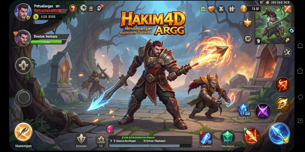 Tampilan gameplay menegangkan dalam HAKIM4D dengan karakter bertarung melawan monster.