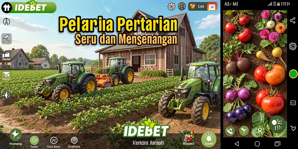 Tampilan gameplay IDEBET dengan kebun yang subur dan penuh warna.