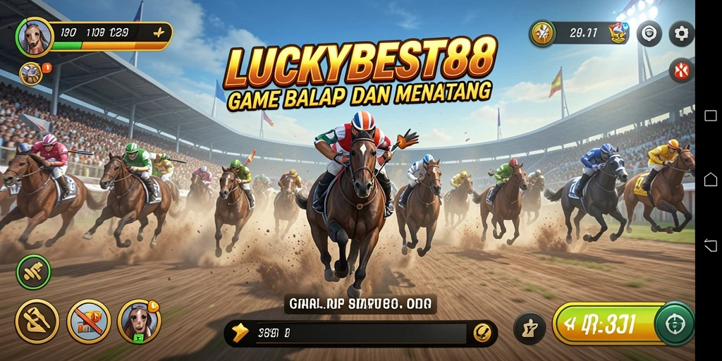 Gameplay seru LUCKYBEST88 saat balapan di lintasan menantang.