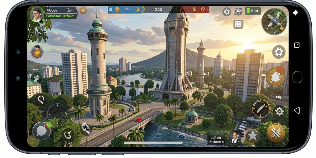 Tampilan gameplay menara pertahanan yang epik dan seru.