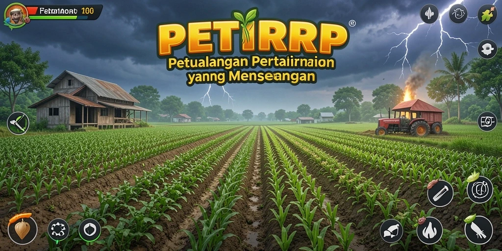 Screenshot gameplay PETIRRP menunjukkan aktivitas bertani yang mengasyikkan.