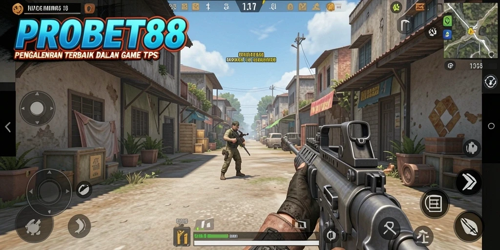 Tangkapan layar utama PROBET88 menampilkan aksi seru gameplay TPS yang mendebarkan.