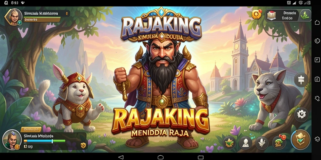 Screenshot gameplay RAJAKING yang menunjukkan pembangunan kerajaan.