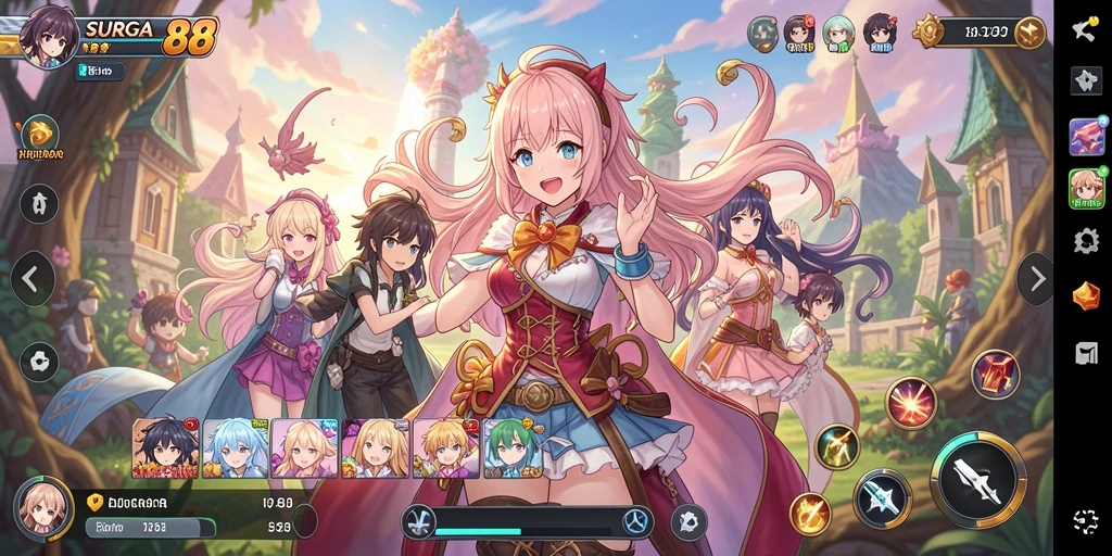 Gameplay seru dengan karakter anime menarik dan pertarungan epik.