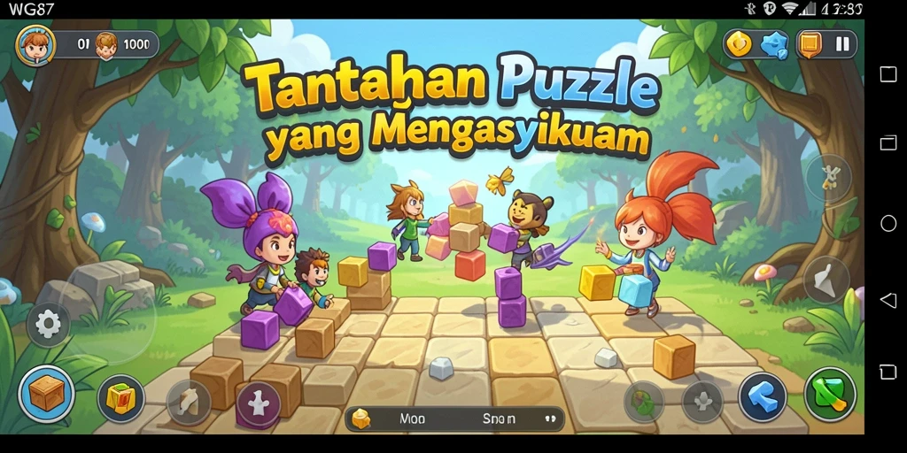 Tampilan gameplay yang menantang di WG87 dengan berbagai puzzle.